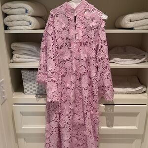 Floral Lace Pink Midi Dress